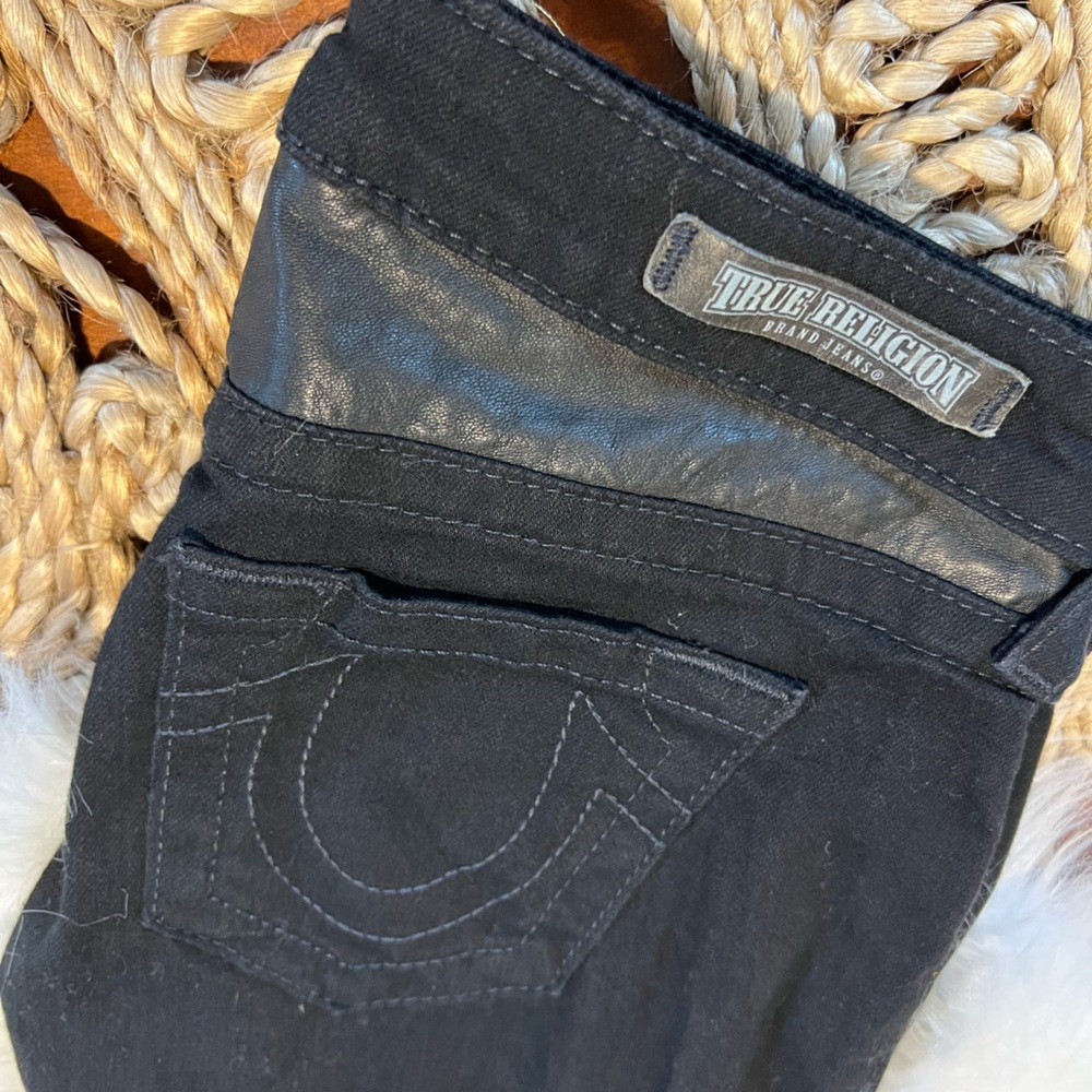 True Brand Jeans with Leather accents- Size 28